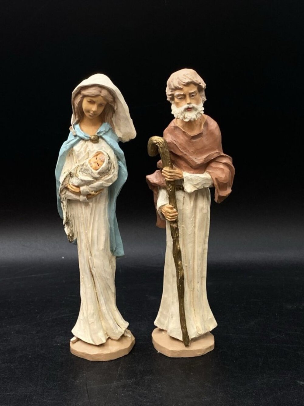 Holy Family Mary Madonna Holding Baby Jesus Joseph With Staff 6”